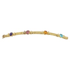 NEW Blue and Pink Tourmaline, Amethyst, Citrine Bracelet in 14k Yellow Gold