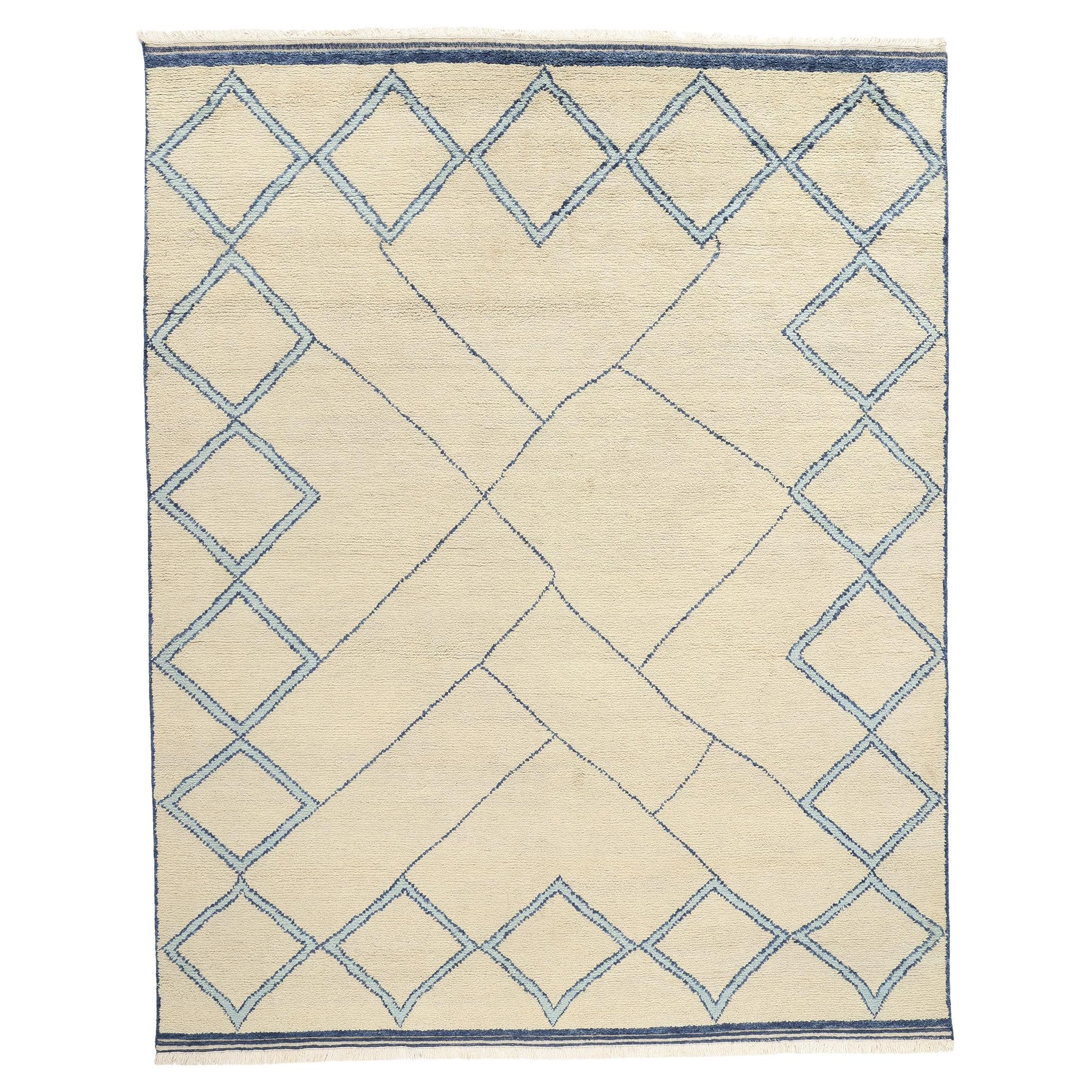 New Blue Diamond Contemporary Moroccan Area Rug