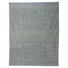 New Blue Moroccan High and Low Wool Pile Biophilic Rug