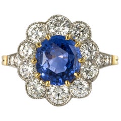 Blue Sapphire Diamond Gold Platinum Ring