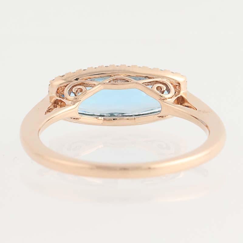 Women's Blue Topaz and Diamond Ring, 14 Karat Rose Gold Halo 1.91 Carat