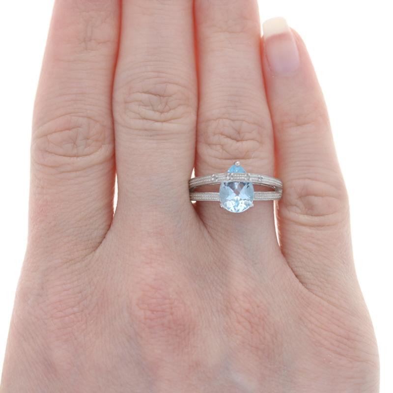 Pear Cut NEW Blue Topaz & Diamond Ring - Sterling Silver Pear 3.51ctw Size 7