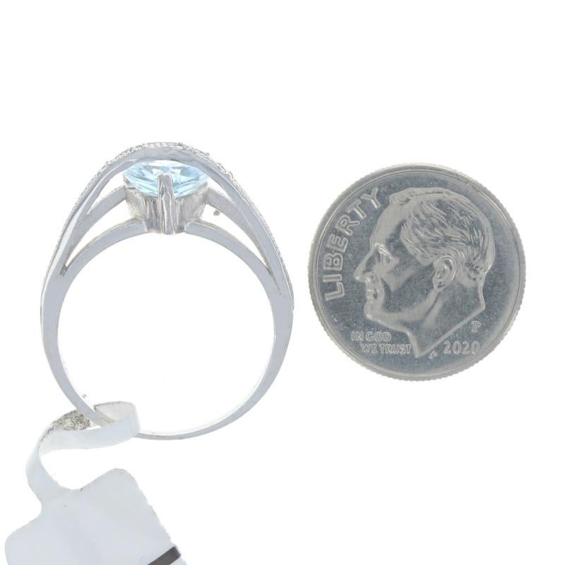 NEW Blue Topaz & Diamond Ring - Sterling Silver Pear 3.51ctw Size 7 1