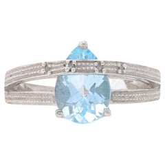 NEU Blauer Topas & Diamantring - Sterlingsilber Birne 3,51ctw Größe 7