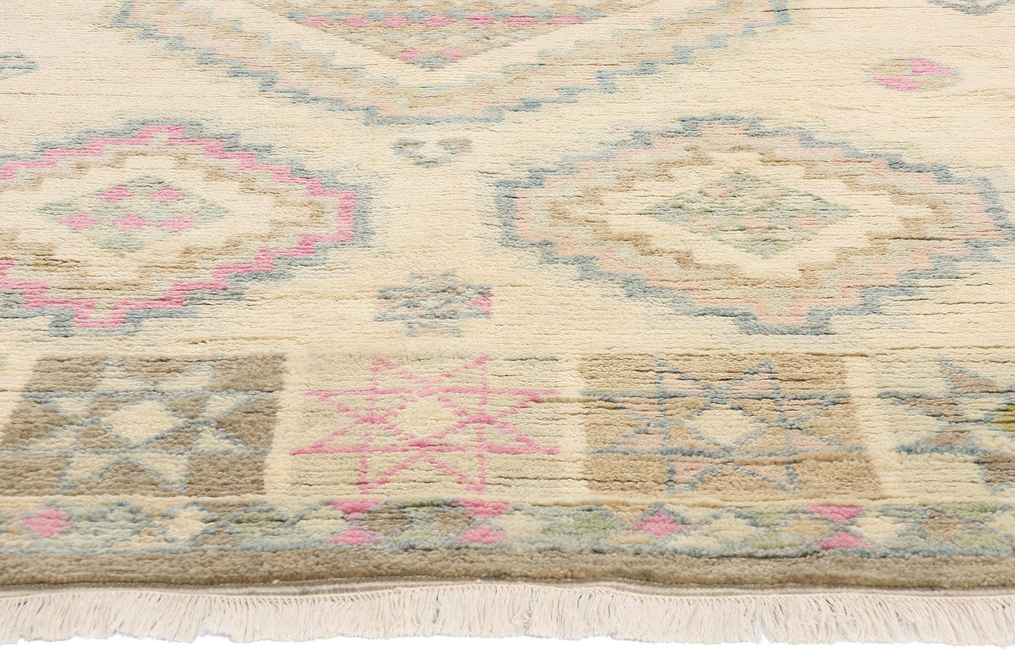 Indian New Blushing Desert Oasis Modern Moroccan Rug, 08'01 x 10'00 For Sale
