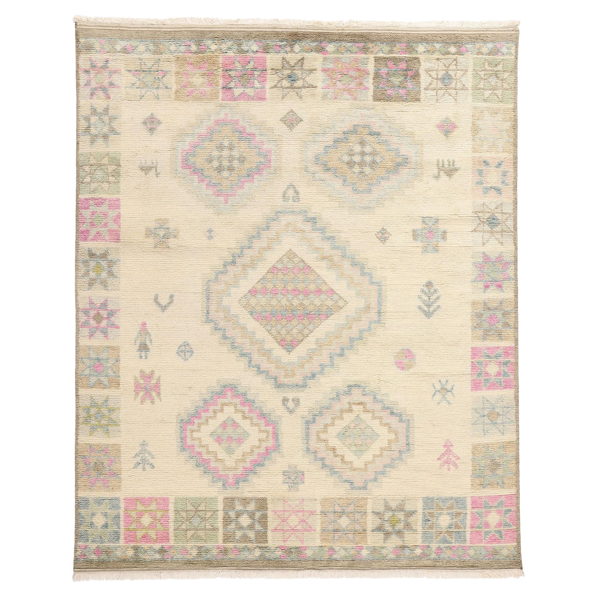 Nouveau tapis marocain moderne Oasis désert poudré, 08'01 x 10'00