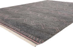 New Blushing Midnight Modern Gray Moroccan Rug with Transitional Style