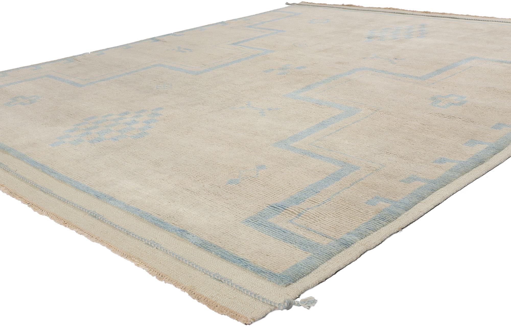 31241 New Bohemian Breeze Modern Moroccan Rug, 08'03 x 10'00. The hand knotted wool Bohemian Breeze Modern Moroccan Rug is a captivating piece that effortlessly blends the nomadic charm of artisanal Indian craftsmanship with the relaxed elegance of