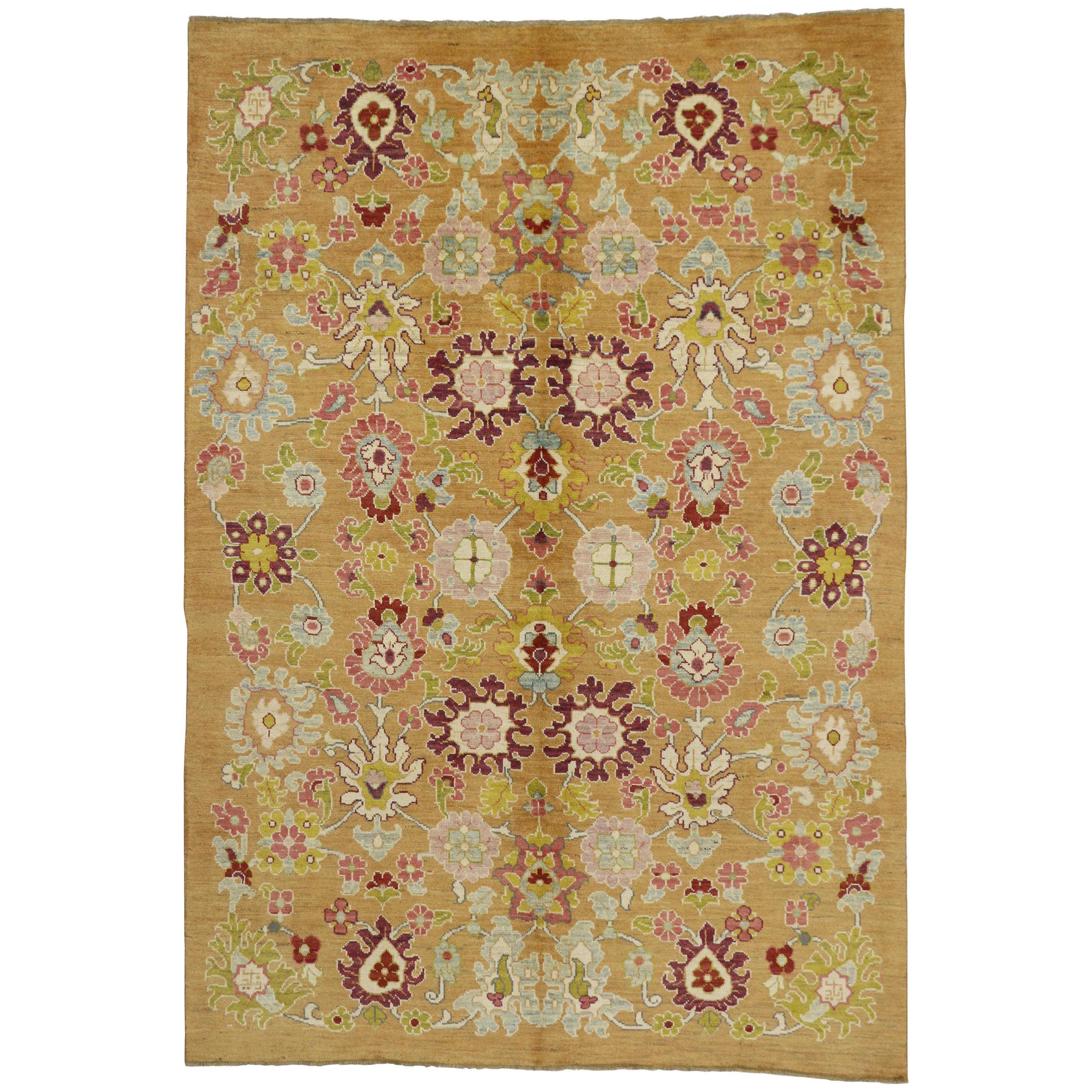 New Colorful Turkish Oushak Rug with Modern Contemporary Style
