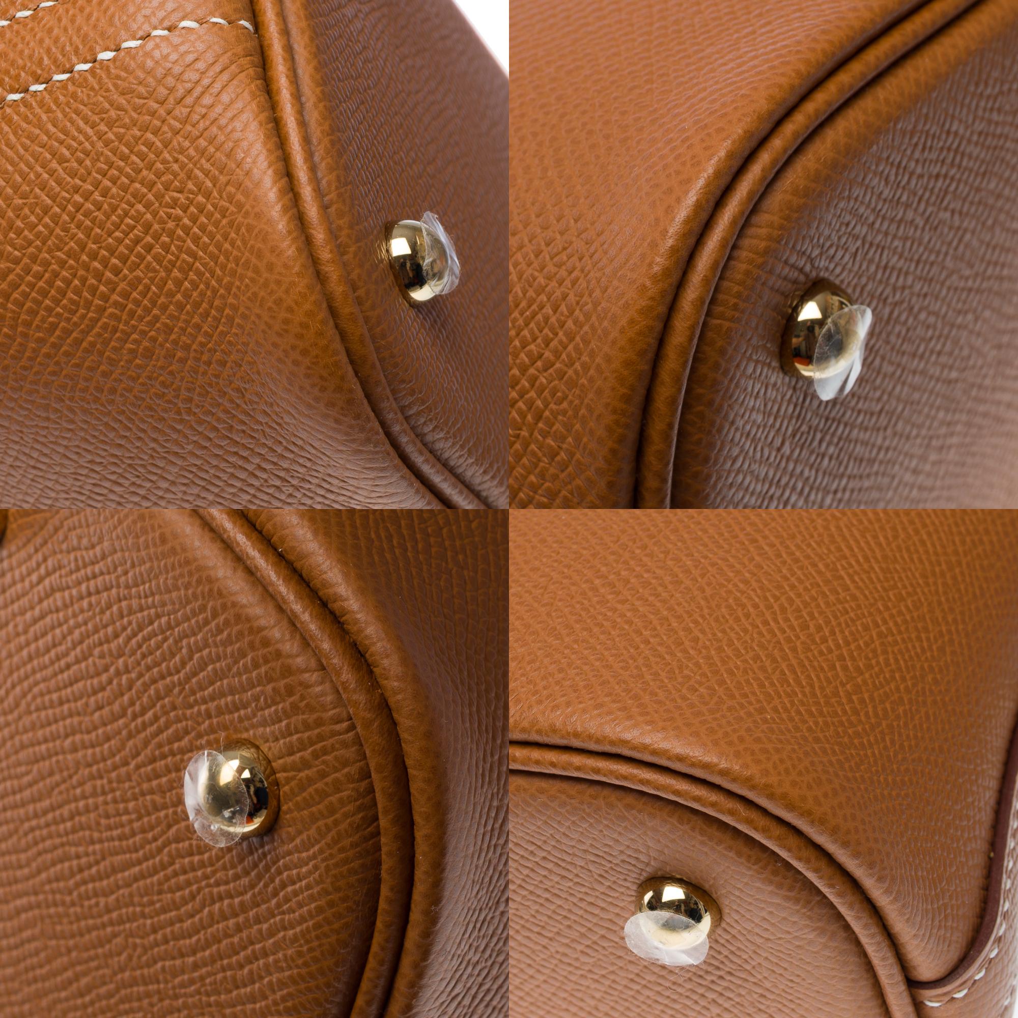New Bolide 25cm 1923 handbag strap in Epsom Gold leather, GHW For Sale 8