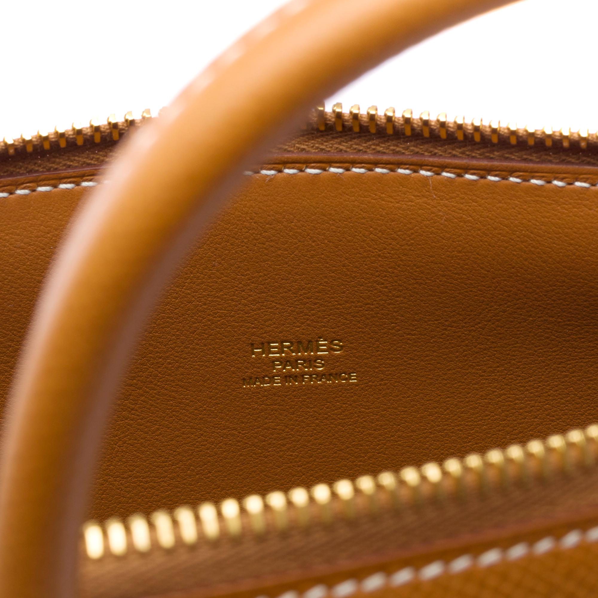 New Bolide 25cm 1923 handbag strap in Epsom Gold leather, GHW For Sale 3