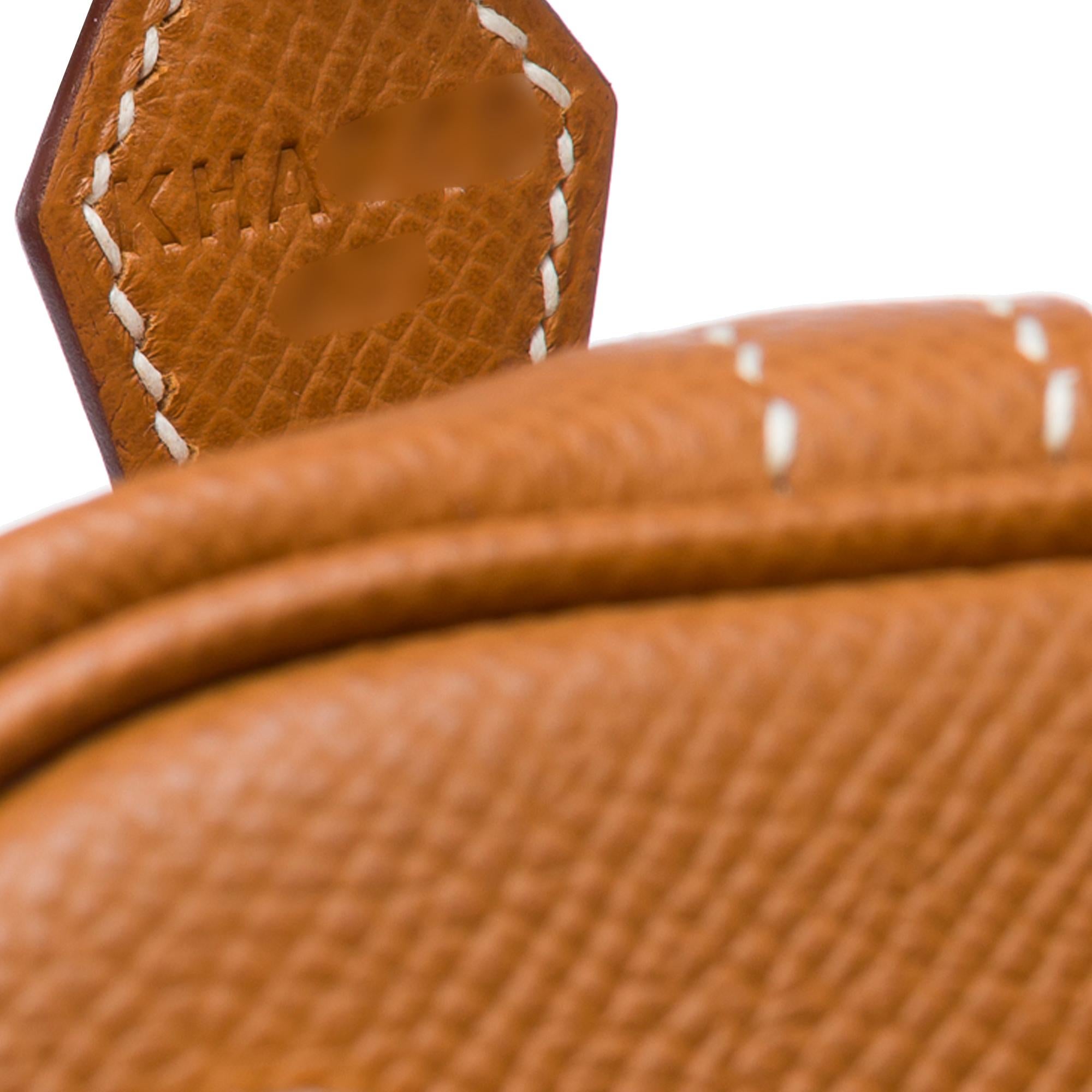 New Bolide 25cm 1923 handbag strap in Epsom Gold leather, GHW For Sale 4