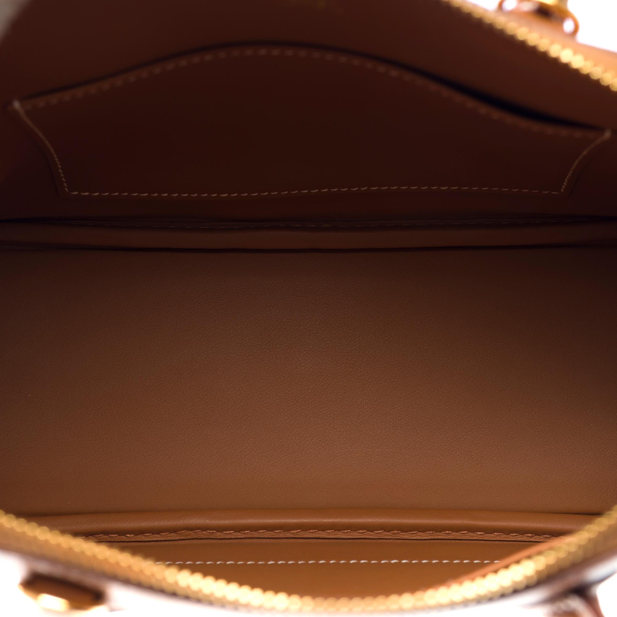 New Bolide 25cm 1923 handbag strap in Epsom Gold leather, GHW For Sale 5