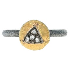 New Bora Diamond Ring, Sterling Silver & 18k Yellow Gold