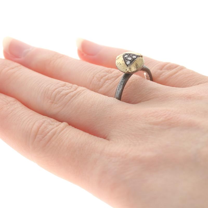 New Bora Diamond Ring, Sterling Silver & 18k Yellow Gold In Excellent Condition In Greensboro, NC