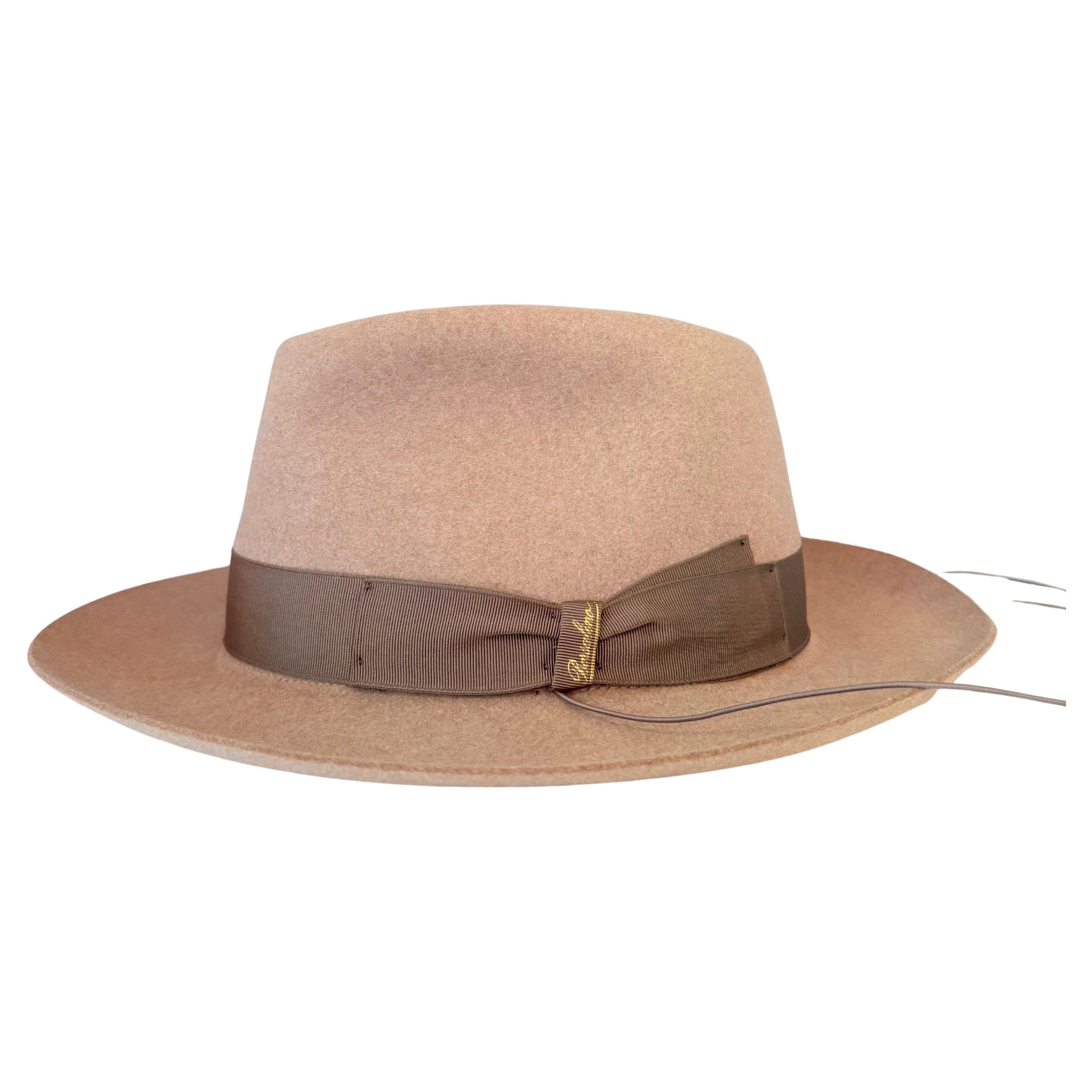Nuovo Cappello Borsalino Beige Taglia 60