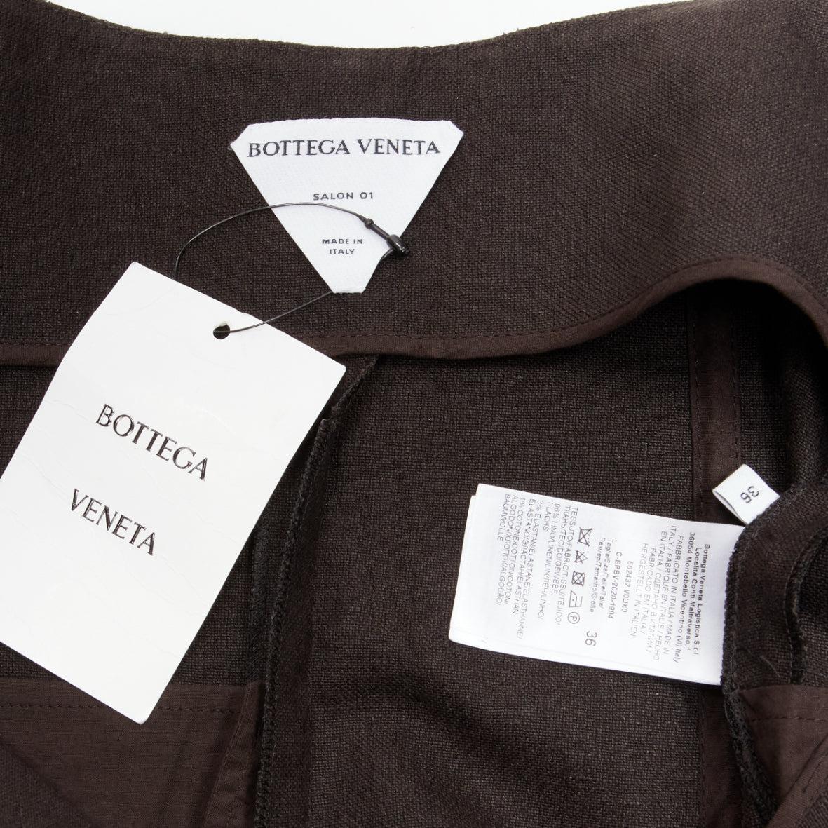 new BOTTEGA VENETA 2021 dark grey linen canvas boned corset halter jumpsuit  5