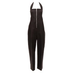 BOTTEGA VENETA 2021 - Combinaison corset à col bénitier en toile de lin gris foncé