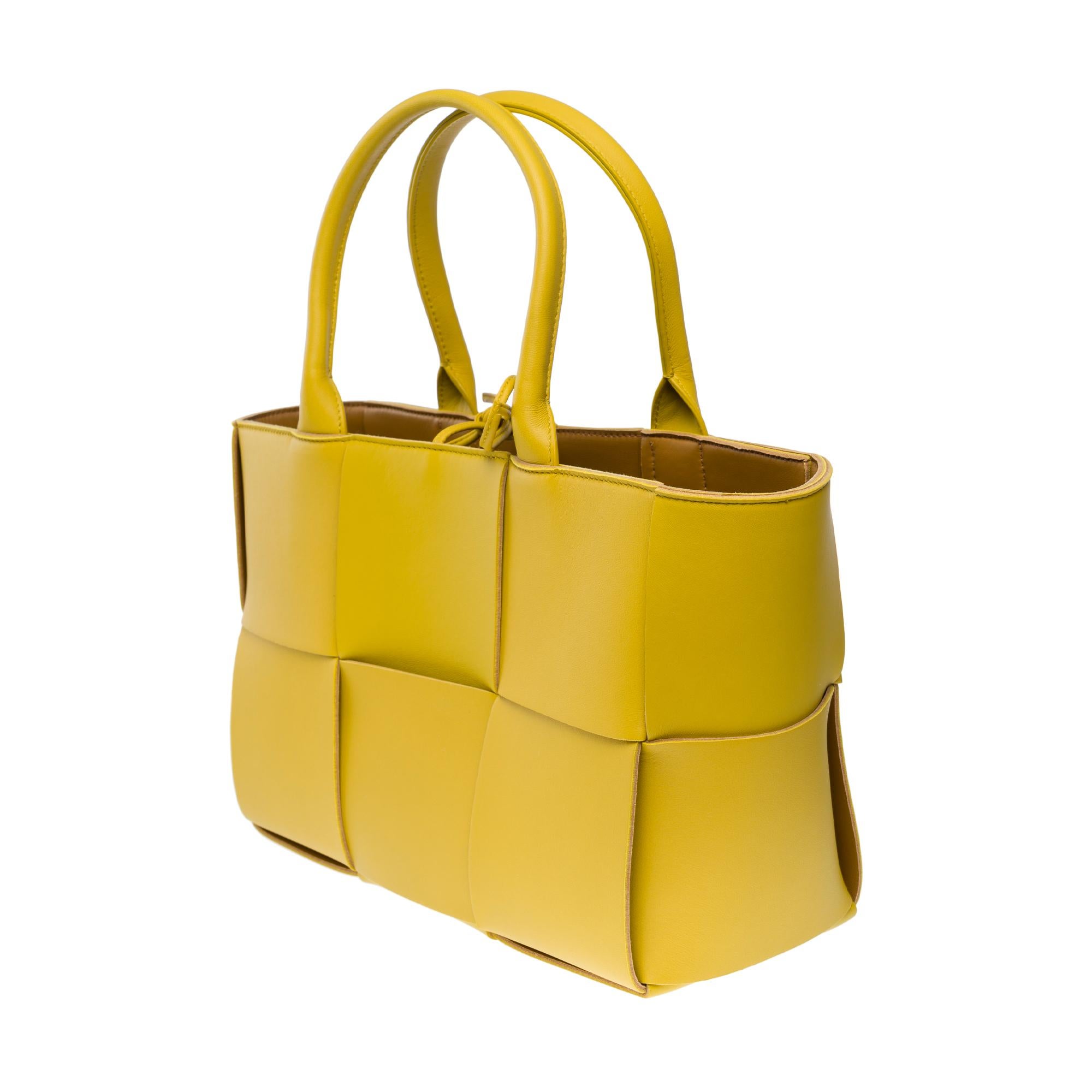 da uomo o donna Nuovo Bottega Veneta Arco Tote bag & Pouch in pelle di agnello gialla , GHW