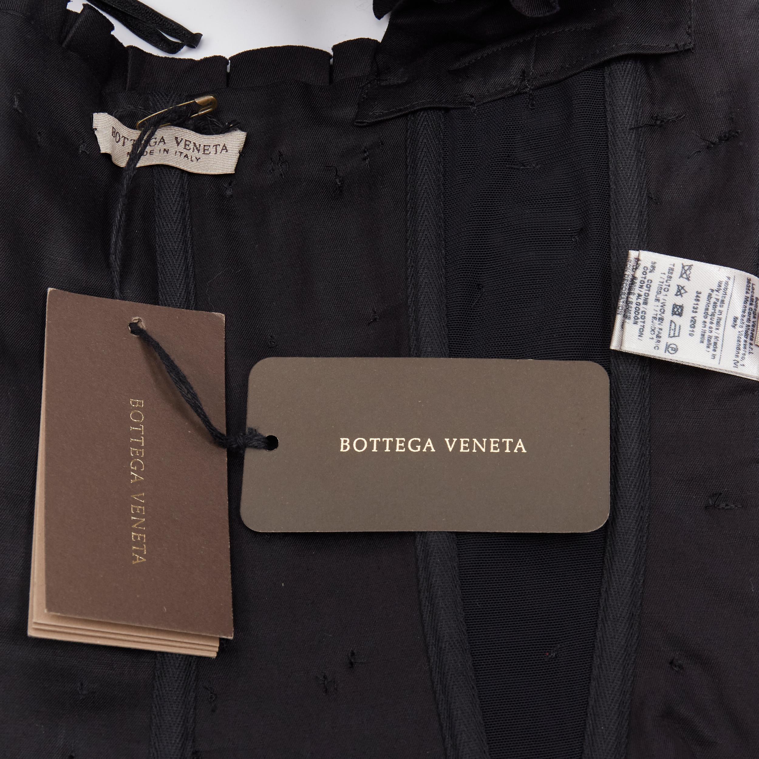 new BOTTEGA VENETA black pleated ruffle one shoulder corset bustier top IT38 XS 3