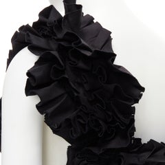 new BOTTEGA VENETA black pleated ruffle one shoulder corset bustier top IT38 XS
