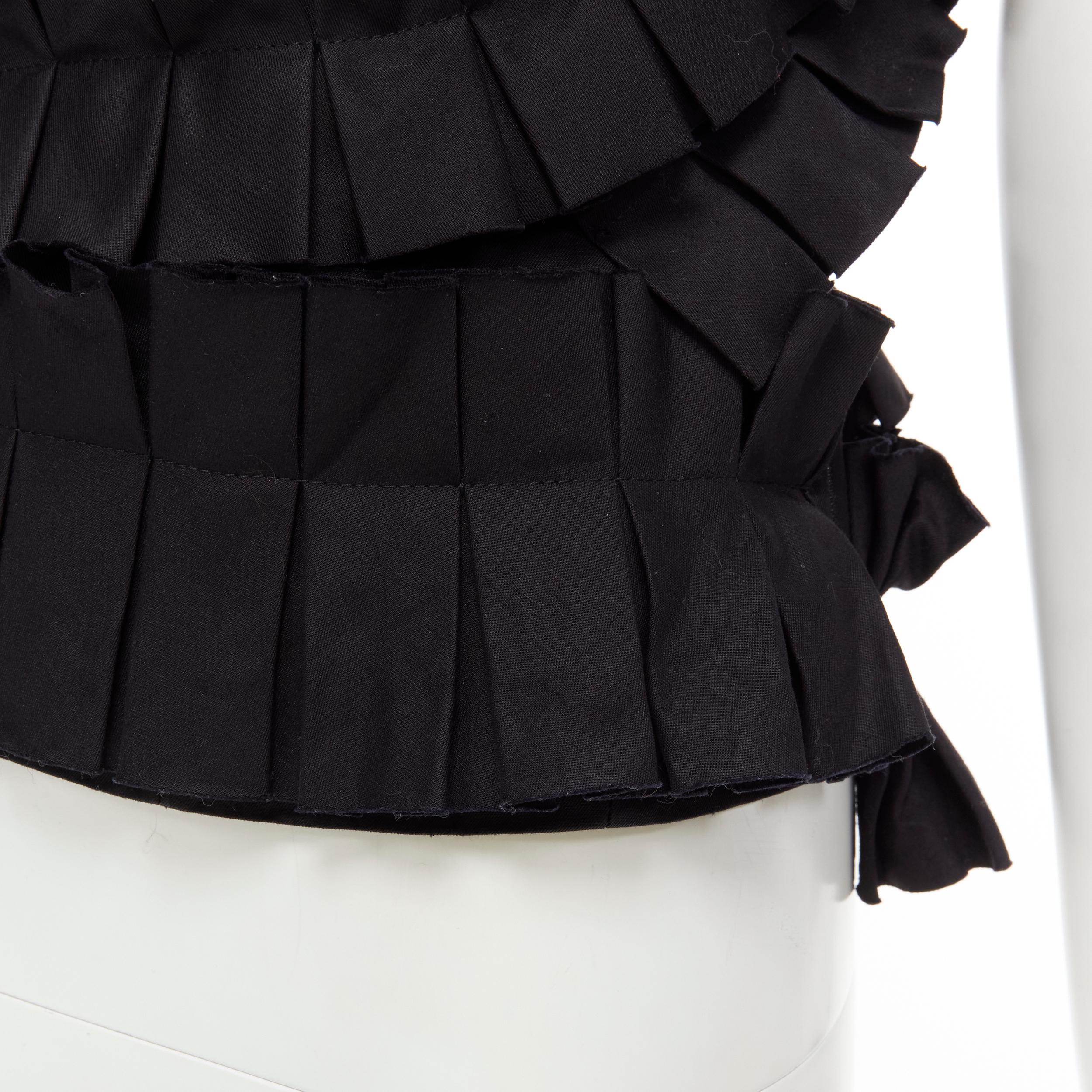 new BOTTEGA VENETA black pleated ruffle one shoulder corset bustier top IT38 XS 1
