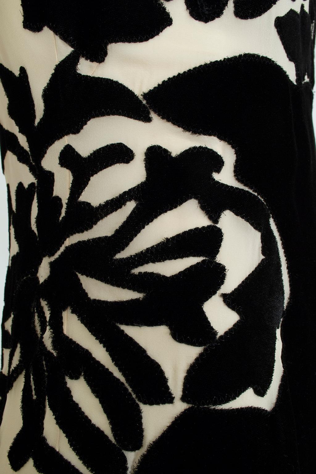 New Bottega Veneta Black Silk Velvet Branch Coral Illusion Runway Dress – It. 38 For Sale 5