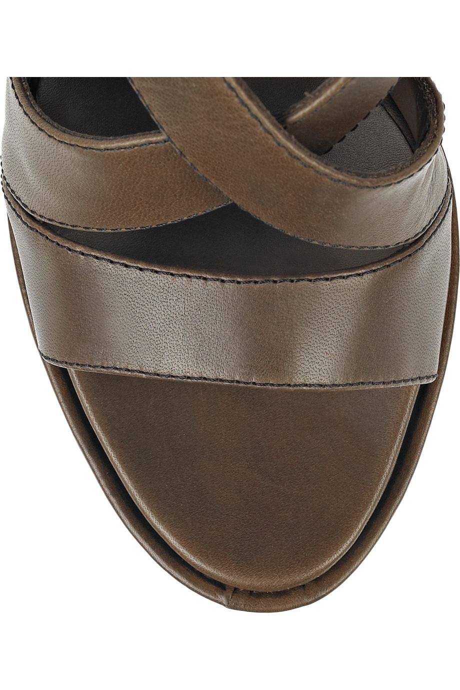 brown leather wedge