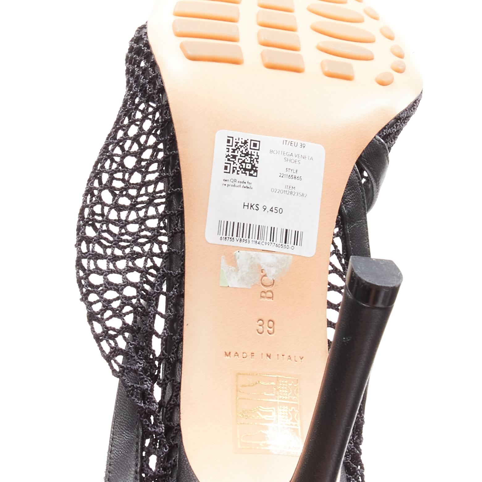 new BOTTEGA VENETA gold ankle chain black mesh leather dorsay sandals EU39 For Sale 5