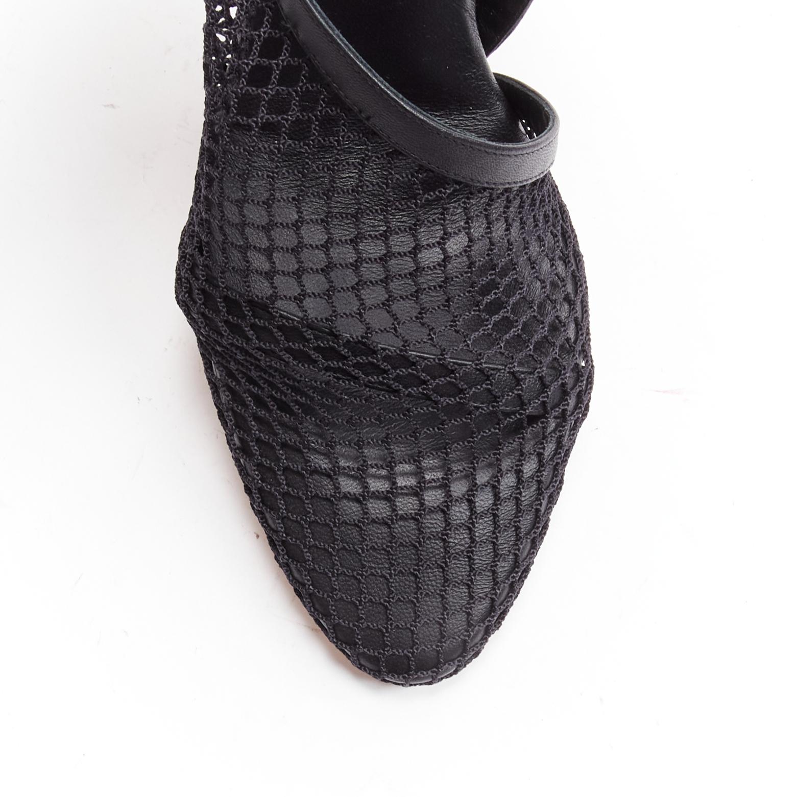 Women's new BOTTEGA VENETA gold ankle chain black mesh leather dorsay sandals EU39 For Sale