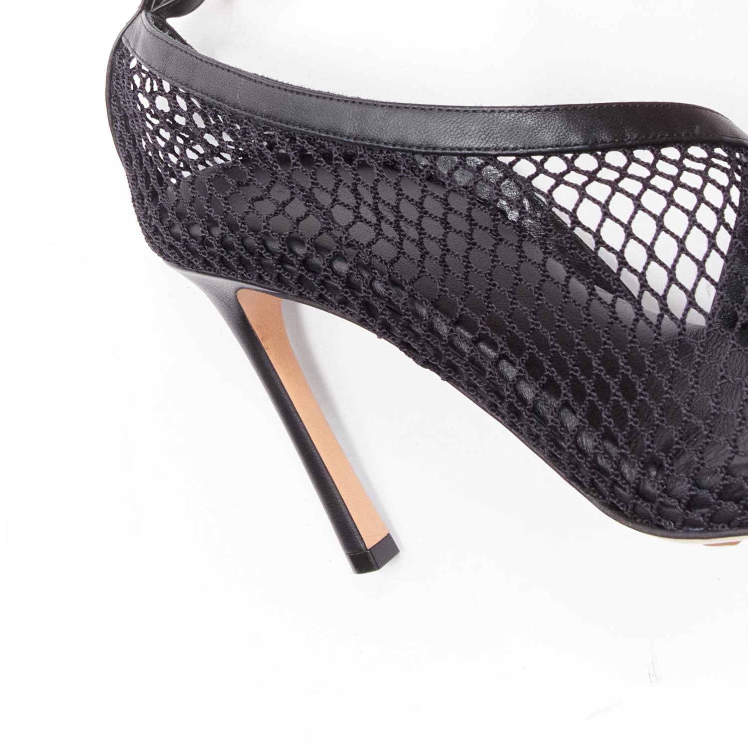 new BOTTEGA VENETA gold ankle chain black mesh leather dorsay sandals EU39 For Sale 3