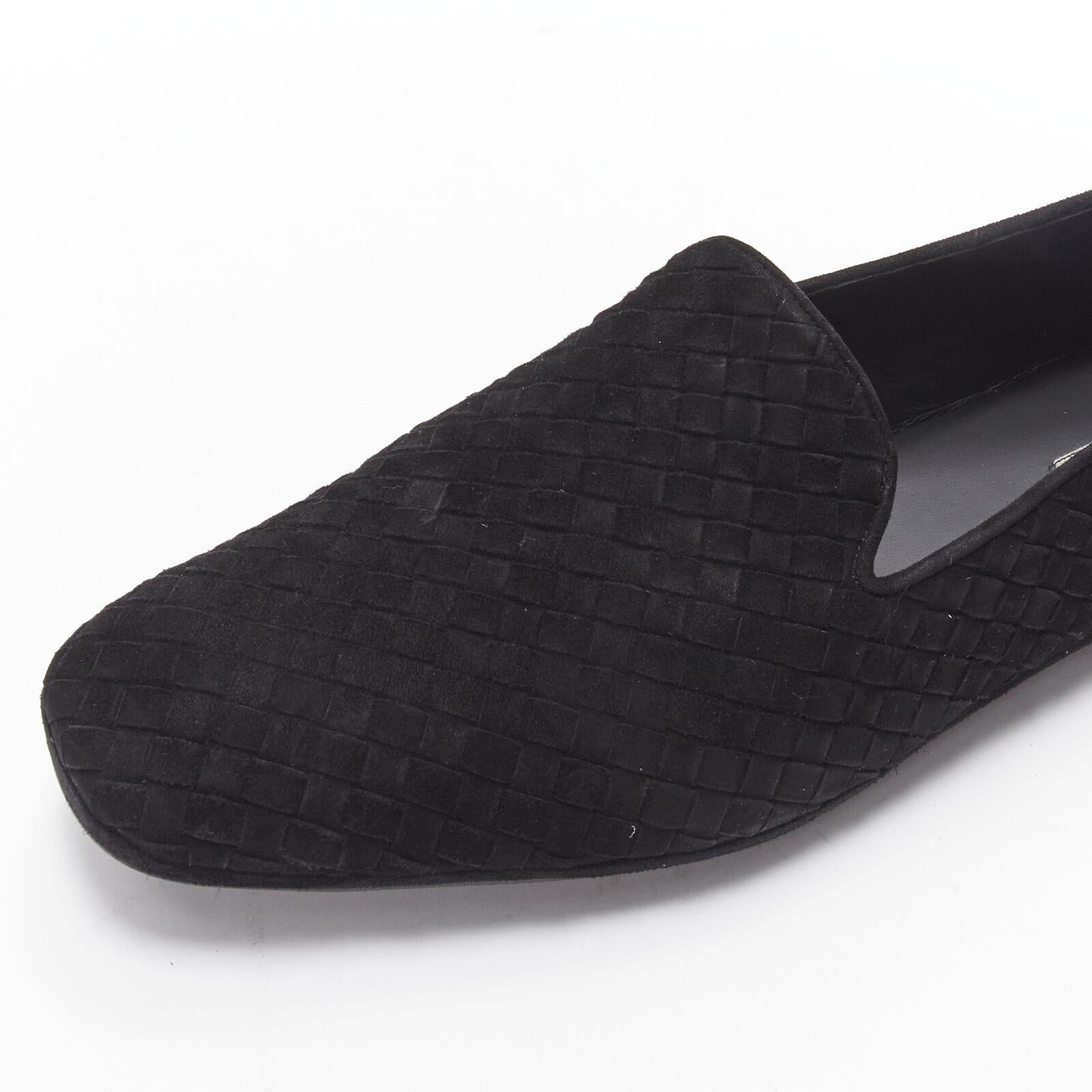 new BOTTEGA VENETA Intrecciato kid suede black woven dress loafer shoes EU43 For Sale 2