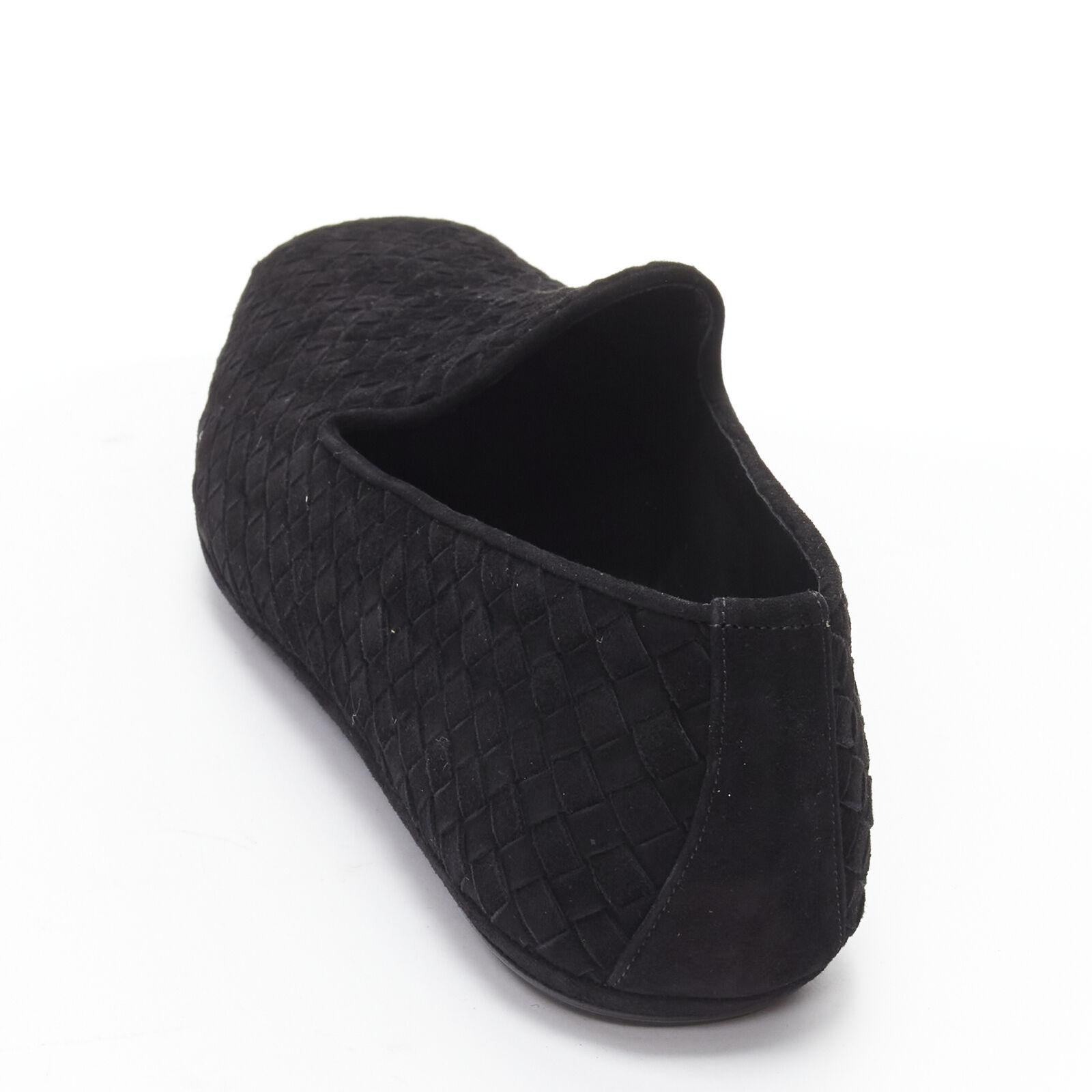 new BOTTEGA VENETA Intrecciato kid suede black woven dress loafer shoes EU43 For Sale 3