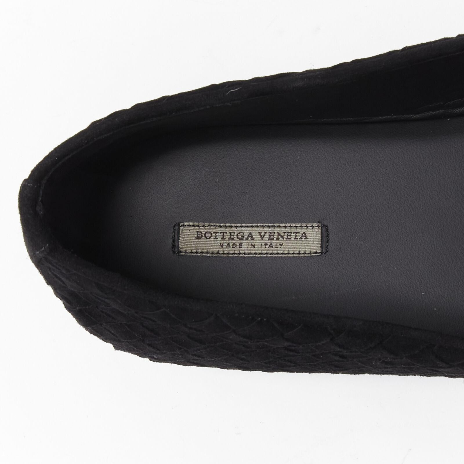 new BOTTEGA VENETA Intrecciato kid suede black woven dress loafer shoes EU43 For Sale 4