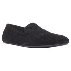 new BOTTEGA VENETA Intrecciato kid suede black woven dress loafer shoes EU43