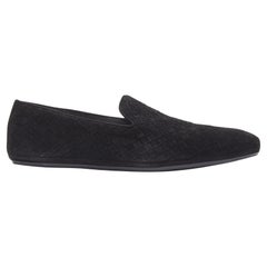 BOTTEGA VENETA Intrecciato Luxe schwarze gewebte Wildleder-Loafer-Schuhe EU43,5
