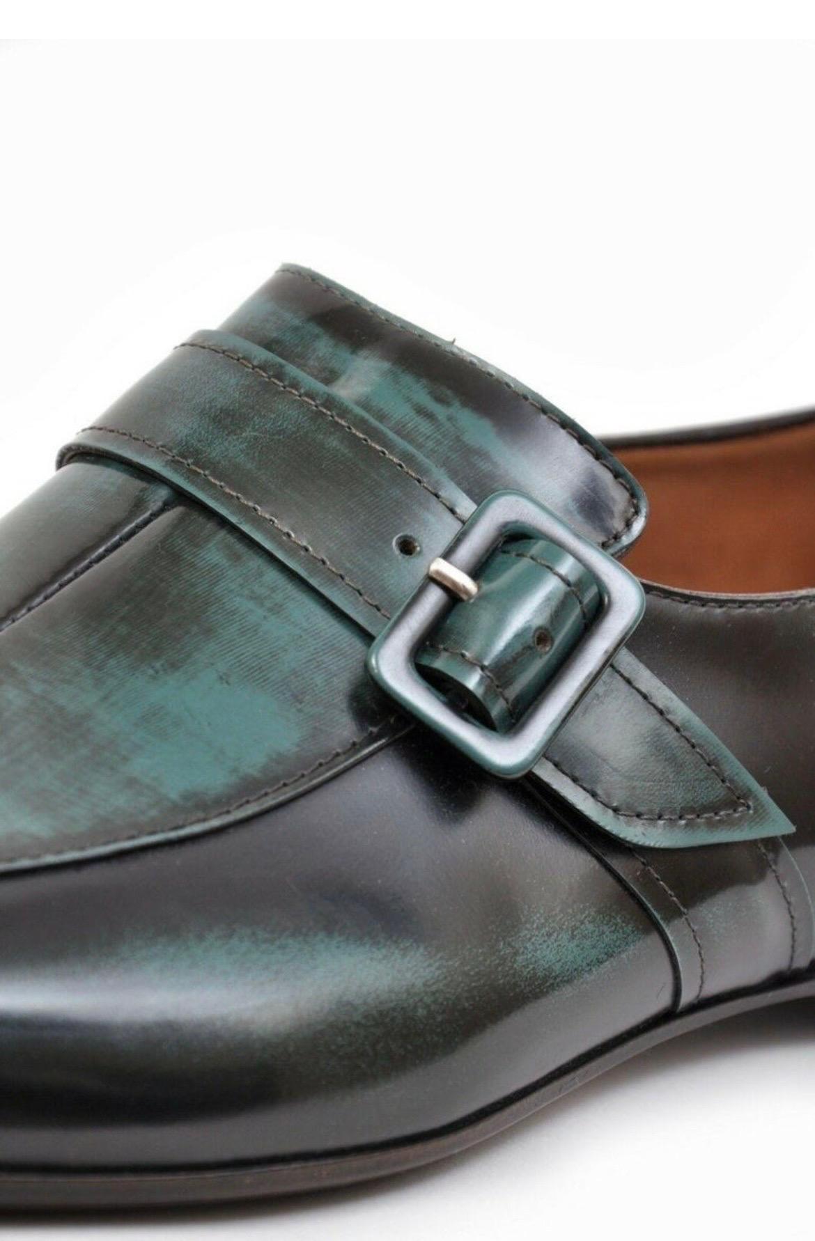 Black New Bottega Veneta Ivy Green Calf Leather Shoes for Men 45 - 12