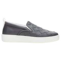 new BOTTEGA VENETA Maxi Intrecciato grey woven leather skate shoes EU45.5