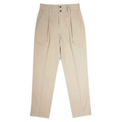 New Bottega Veneta Men's Sand Trousers Wool Cotton Blend Relaxed Fit IT48