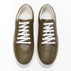 new BOTTEGA VENETA Speedster khaki green calf leather low top sneakers EU39.5