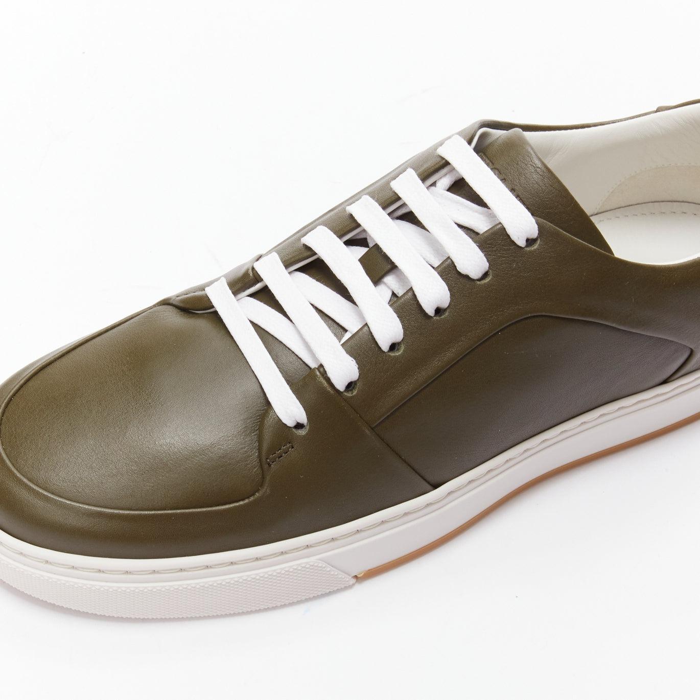 new BOTTEGA VENETA Speedster kaki green calf leather low top sneakers EU39.5 en vente 2