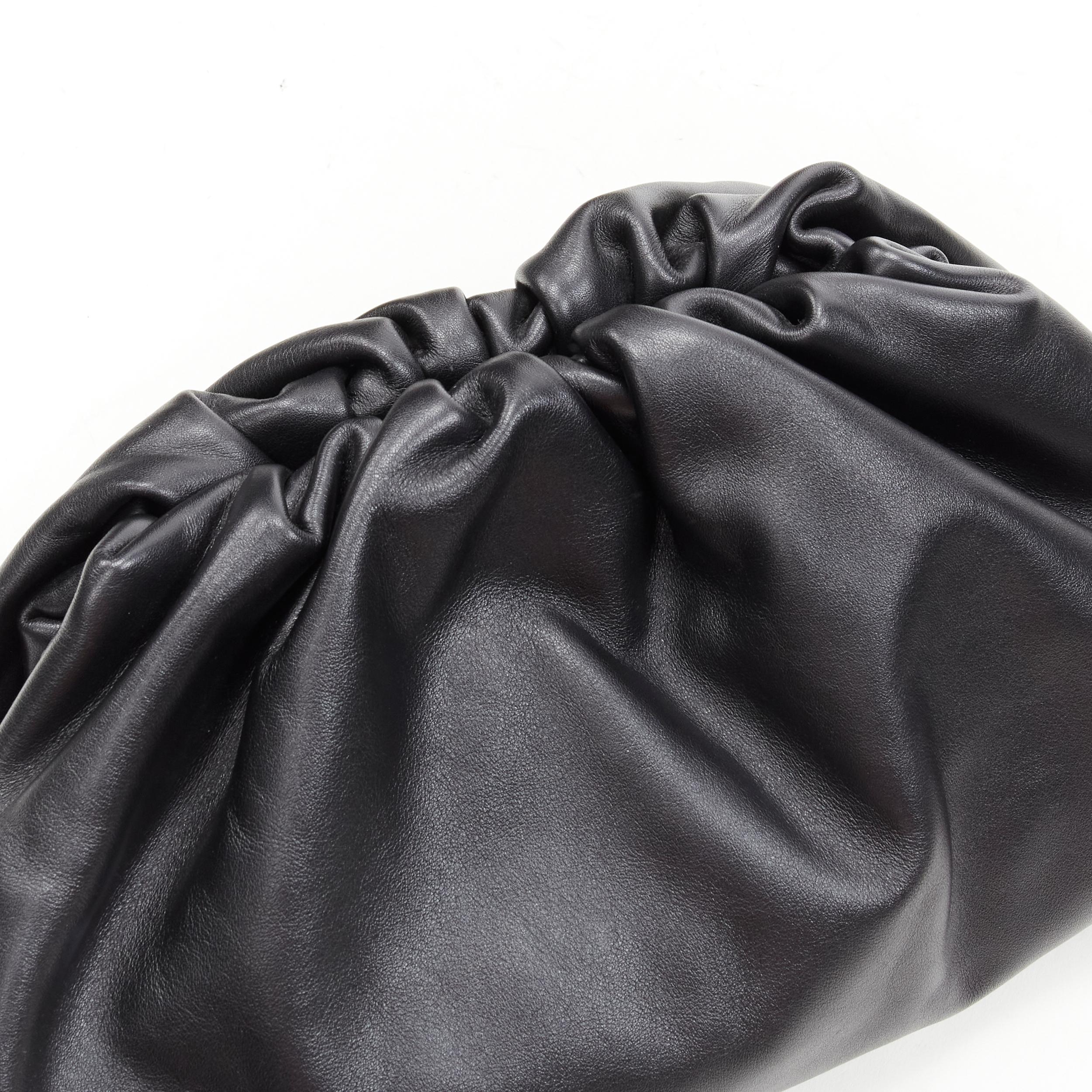 new BOTTEGA VENETA The Pouch Large black leather gathered dumpling clutch bag 2