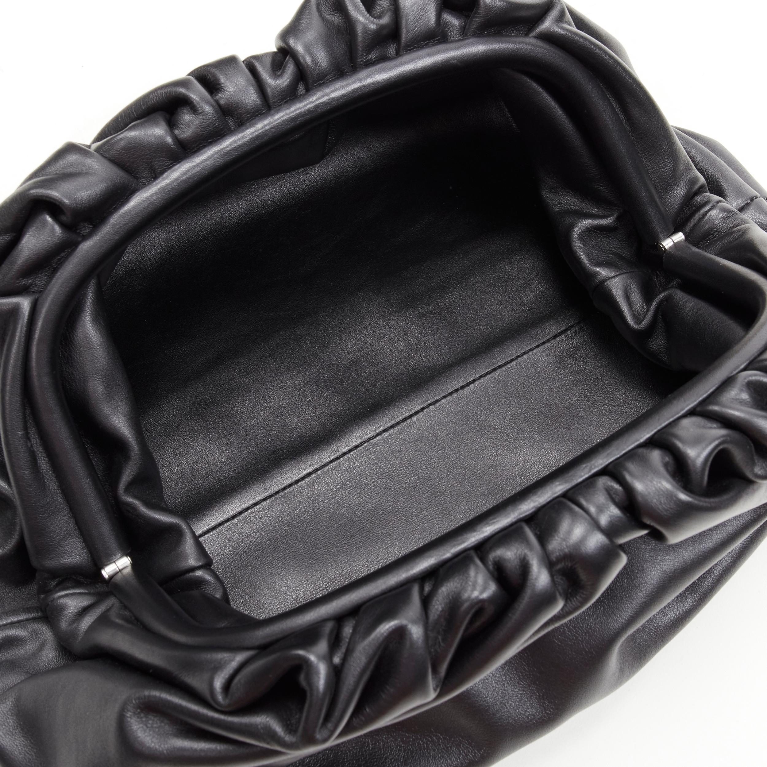 new BOTTEGA VENETA The Pouch Large black leather gathered dumpling clutch bag 3