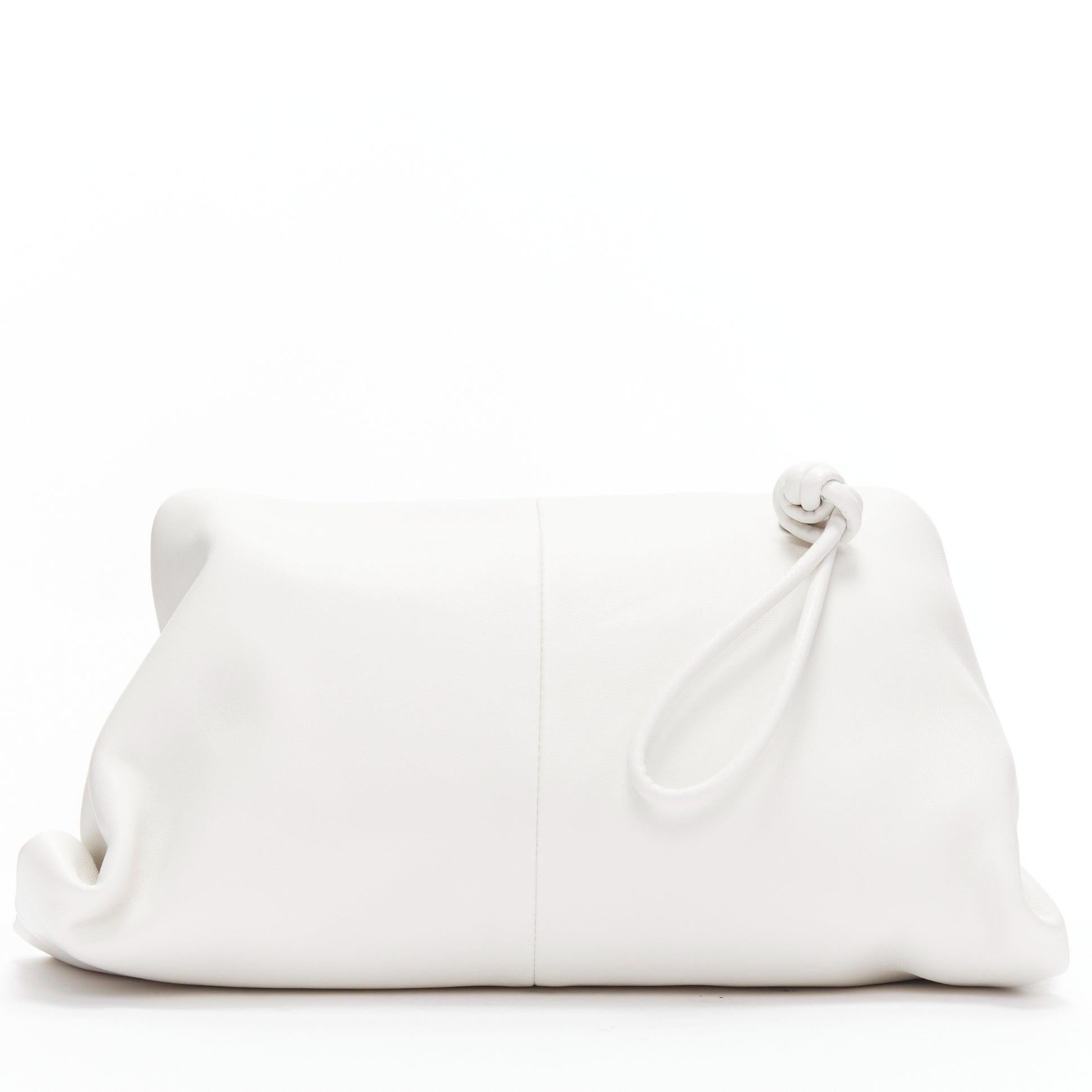 Women's new BOTTEGA VENETA Trine white triangle foldover dumpling clutch bag For Sale
