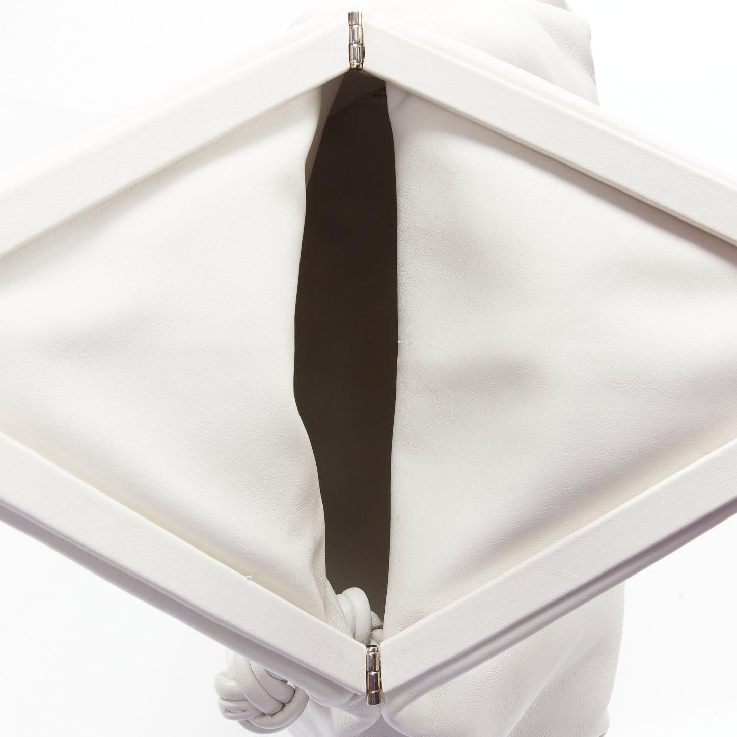 new BOTTEGA VENETA Trine white triangle foldover dumpling clutch bag For Sale 4