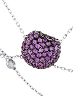 Boucheron 18 Karat White Gold Macaron Ruby Tsavorite Amethysts Necklace