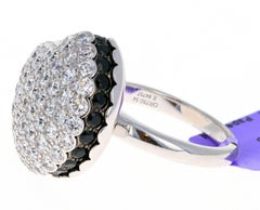Boucheron Large 18 Karat White Gold Macaron Black Sapphire Diamond Ring