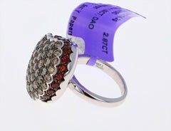 Boucheron Large 18 Karat White Gold Macaron Garnet and Brown Diamond Ring