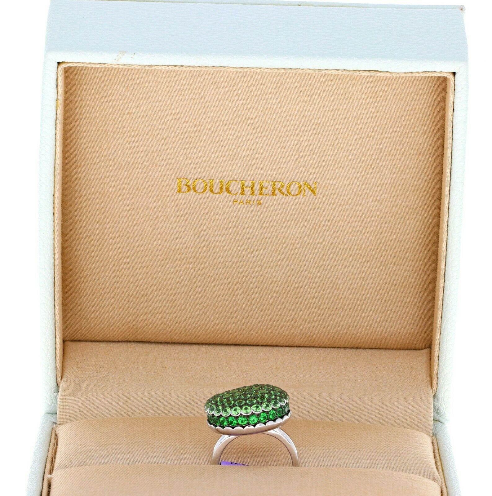 Women's or Men's Boucheron White Gold Tentation Macaron Tsavorite Garnet Ring