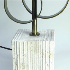 New Brass Table Lamp "Elio" Antiqued Brass and Marble, Made in Italy